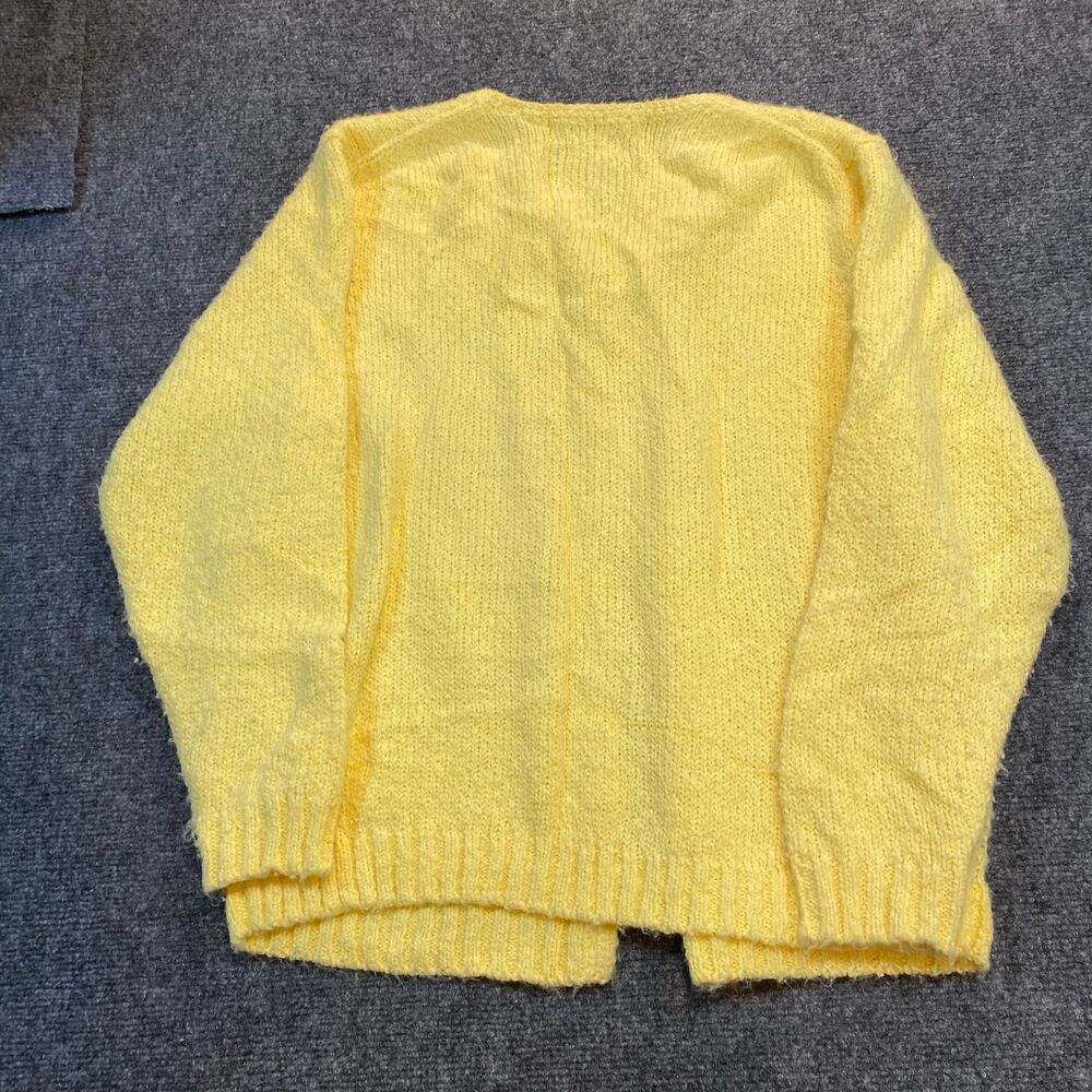 Vintage Appleseeds Womens XL Hand Loomed Yellow Acrylic Granny Cardigan Sweater - Picture 5 of 7